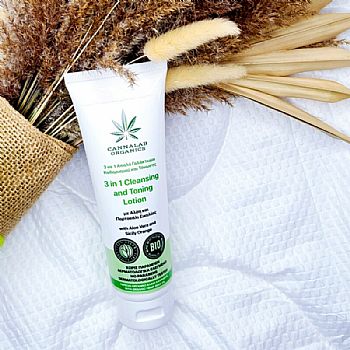 Cannalab Organics 3σε1 Απαλό Γαλάκτωμα Καθαρισμού και Τόνωσης με Αλόη και Πορτοκάλι Σικελίας - 125ml